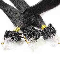 hair2heart Microring Extensions Echthaar glatt - 100 Strähnen 0.5g 40cm 2/0 schwarz von hair2heart