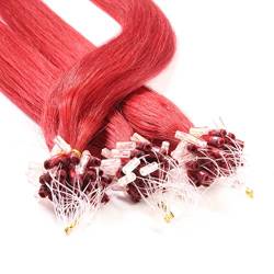 hair2heart Microring Extensions Echthaar glatt - 50 Strähnen 0.5g 40cm 0/44 rot intensiv von hair2heart