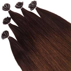 hair2heart Premium 25 x 0.8g REMY Echthaar Bonding Extensions, glatt - 50cm - #2-6 schocko-karamell von hair2heart