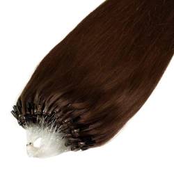 hair2heart Premium Microring Extensions Echthaar glatt - 25 Strähnen 1g 60cm 6/3 dunkelblond gold von hair2heart