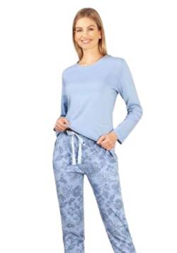 hajo - Damen Schlafanzug - Premium Cotton Feininterlock, hellblau, 44/46 von hajo