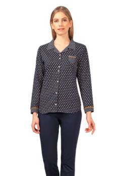 hajo Damen Zweiteiliger Pyjama Premium Cotton, Farbe: Marine, Größe: 40-42 von hajo