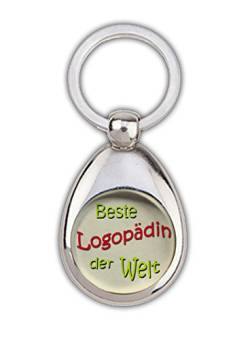 Schlüsselanhänger Beste Logopädin der Welt beige, mit Einkaufswagenchip in Magnethalterung von handmade-in-nb by ComProjekt Foto