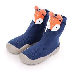 handyct Kinder Kuschelsocken Mit Rutschfesten Noppen, Stoppersocken Hausschuhe Mit Tiermotiv, Anti Rutsch Socken Socken Schuhe Hausschuhe Socken Stiefel mit rutschfest Gummisohle (Blau, 2-3 Y) von handyct