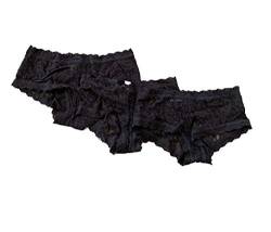 hanky panky Boyshort - Shorty, Panties Damen Unterwäsche, Lingerie Slips Damen Baumwolle, Unterhosen aus Stretch-Spitze Signature Lace Signature Lace, Color Granite - Size L [3er-Pack] von hanky panky