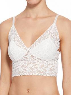 hanky panky Longline - Bralette im Retro-Stil, Bustier Damen aus Stretch-Spitze Signature Lace, Lingerie Damenwäsche Zero Feel, BH Ohne Bügel, Color Marshmallow - Size XS von hanky panky