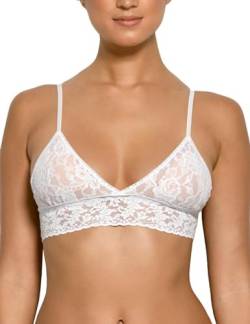 hanky panky Triangle Bralette - Bustier Damen, Dreieck-Bralette aus Stretch-Spitze Signature Lace, Lingerie Damenwäsche Zero Feel, BH Ohne Bügel, Color Weiss - Size S von hanky panky