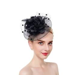 Damen Fascinator Hut Party Braut Mesh Kopfbedeckung Frauen Mädchen Haar Clip Accessoire Federn Blumen Kopfschmuck 20er Jahre Stirnband Elegant Klassisch Hochzeit Haarschmuck für Kirche Tea Cocktail von haozaikeji