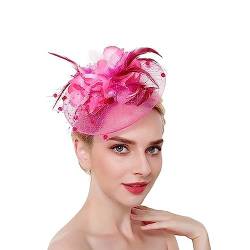 Damen Fascinator Hut Party Braut Mesh Kopfbedeckung Frauen Mädchen Haar Clip Accessoire Federn Blumen Kopfschmuck 20er Jahre Stirnband Elegant Klassisch Hochzeit Haarschmuck für Kirche Tea Cocktail von haozaikeji