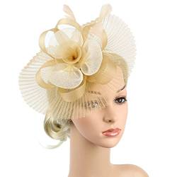 Fascinator Hüte Damen Feder Mesh Party Hut Braut Kopfbedeckung Frauen Stirnband Vintage Accessoire Cocktail Tea Party Hüte Haarband Klassisch Elegant Kopfschmuck Blumen Hochzeit Kirche Haarschmuck von haozaikeji