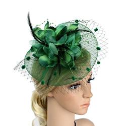 Fascinators für Damen, Netz, Federn, Blume, viktorianische Pillendose, Hut, Burgunderrot, Fascinatoren, TeeRennhut, Hochzeit, Kirche, Beerdigung, St. Patricks Day, Junggesellinnenabschied, von haozaikeji