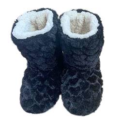 Hohe Hausschuhe Warm Damen Herren Hausstiefel Winter Hüttenstiefel Plüsch Hüttenschuhen Unisex Winterhausschuhe Kuschelig Wärme Pantoffeln Rutschfest Bequem Slipper Stiefel Schuhe für Drinnen Draußen von haozaikeji