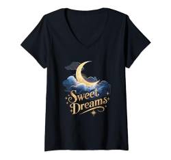 Damen Diese lustige süße Träume mit bestem Mond T-Shirt mit V-Ausschnitt von happy newdesign outfit