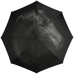 Automatik Regenschirm Taschenschirm Essentials Horse mit wunderschönem Pferdemotiv von happy rain