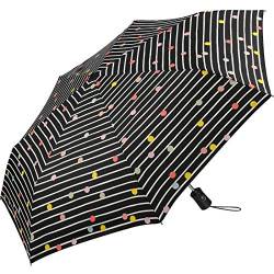 Regenschirm Bikini Dots & Stripes Schwarz - Taschenschirm Auf-Zu-Automatik von happy rain