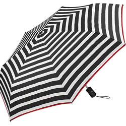 Regenschirm Black & White Stripes - Taschenschirm Auf-Zu-Automatik von happy rain
