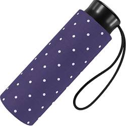 Ultra Mini Taschenschirm Damen Regenschirm Flash - Dots - tiefviolett von happy rain