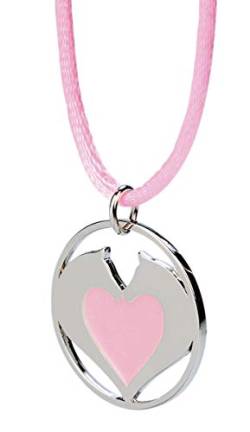 happyROSS Satin-Halskette Herzpferde, rosa | süße Halskette mit Pferd und Herz | Kinder, Mädchen, Pferdefreunde, Pferdeliebhaber von happyROSS