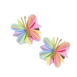 harayaa 2 Stück Schmetterlings-Haarspangen, Haar-Styling-Zubehör, leichte, modische Haarnadeln, Schmetterlings-Haarklammern für Geschenke, Straßengeburtstag, Gelb-Rosa mit Gewinde von harayaa