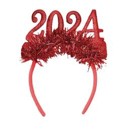 harayaa 2024 Neujahr Pailletten Stirnband, Glitzer Girlande, Haarreif, Tiara, Damen Haar Accessoire, Haar Accessoires, Rot von harayaa