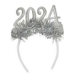 harayaa 2024 Neujahr Pailletten Stirnband, Glitzer Girlande, Haarreif, Tiara, Damen Haar Accessoire, Haar Accessoires, Silber von harayaa