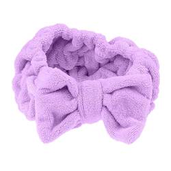 harayaa Bowknot Make Up Handtuch Stirnband Waschen Dusche Bad Spa Elastisches Haarband Wrap, Lila von harayaa