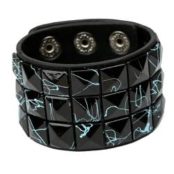 harayaa Breites Armband Manschettenarmband für Mann Frau, Freund Geschenke Armreif, Goth Armband Jahre Punk Armband für Party, Erwachsene, Schwarz von harayaa