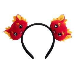 harayaa Chinesischer Drache-Stirnband, Drachen-Haarband, lustige Tierpuppe für Kinder, Haar-Accessoire für Festival, Kostüm, Party, Gastgeschenke, Doppelter Drachenkopf von harayaa