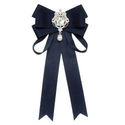 harayaa Damen-Fliege, Damen-Krawatte, Schleife, Fliege, Strass, elegante Kleidung, Accessoires, Mädchen, Brosche, Anstecknadel, Krawatte für Bluse, Navy blau von harayaa