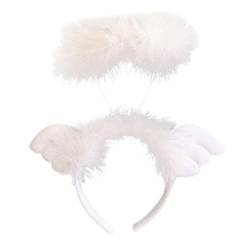 harayaa Engelsflügel-Stirnband, Engelsfeder-Stirnband, Kostüm, niedlicher Kopfschmuck, Haarband, Haarband für Geburtstagsaufführung, Weiß von harayaa