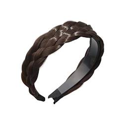 harayaa Geflochtenes Haarband, Breites Geflochtenes Haarband, Kopfschmuck, Perücke, Perückenstirnbänder, Stirnbänder für Frauen, Geburtstagsparty, dunkelbraun von harayaa