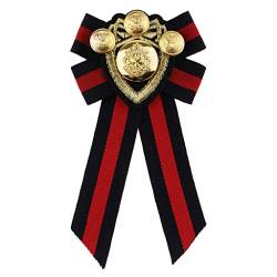 harayaa Gestreifte Fliege Krawatte Kragen Brosche Shirt Hochzeitsfeier - Schwarzer Streifen - roter Streifen von harayaa