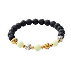 harayaa Leuchtendes Perlenarmband, elastisches Armband, Charm-Armband, Armreif für Paare und Mädchen, Gelb und Grün von harayaa