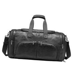 harayaa Reisetasche aus PU-, Geschäftsreisetasche, tragbar, für Herren, leichte Handtasche mit Schuhfach für Urlaubsreisen, Schwarz von harayaa