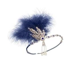 harayaa -Stirnband, Kopfbedeckung, Haar-Accessoire, Haarband, Kopfschmuck, Feder-Stirnband, Kopfbedeckung für Hochzeitsfeier, Blau von harayaa