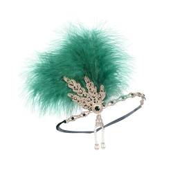 harayaa -Stirnband, Kopfbedeckung, Haar-Accessoire, Haarband, Kopfschmuck, Feder-Stirnband, Kopfbedeckung für Hochzeitsfeier, Grün von harayaa