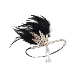 harayaa -Stirnband, Kopfbedeckung, Haar-Accessoire, Haarband, Kopfschmuck, Feder-Stirnband, Kopfbedeckung für Hochzeitsfeier, Schwarze Feder von harayaa