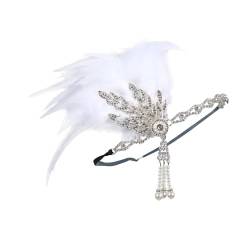 harayaa -Stirnband, Kopfbedeckung, Haar-Accessoire, Haarband, Kopfschmuck, Feder-Stirnband, Kopfbedeckung für Hochzeitsfeier, Weiße Feder von harayaa