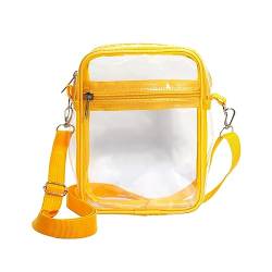 harayaa Transparente Tasche, PVC Umhängetasche, Verstellbarer Riemen, Tragetasche, Transparente Handtasche, Transparente Umhängetasche für Damen Und Mädchen, gelb klein von harayaa