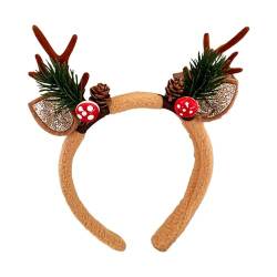 harayaa Weihnachtsgeweih-Stirnband, Weihnachtsstirnbänder, Foto-Requisiten, Kostümzubehör, Rentier-Stirnband für Erwachsene, Kinder, Mädchen, Frauen, Kaffee von harayaa