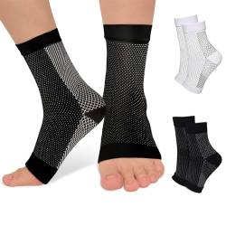 hautllaif Neuropathy Socks for Men & Women, Compression Socks, Plantar Fasciitis Socks Relief Brace for Nerve Damage Pain in Feet,Ankle Gout (S/M-2-Paare, Nylon) von hautllaif