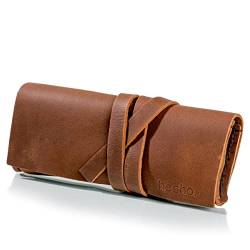 hecho. Brillenetui Pablo (Dark Wood) - Handgefertigt | Echtes Leder | Fair Trade - Brillen Etui zur Aufbewahrung von Lesebrille und Sonnenbrillen Etui. Brillenhülle für Damen & Herren, Brillentasche von hecho.