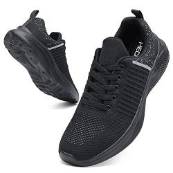 hecodi Weite Laufschuhe Herren Dämpfung Straßenlaufschuhe Bequeme atmungsaktive Indoor Joggingschuhe rutschfest Turnschuhe Schwarz/Grau 40 von hecodi