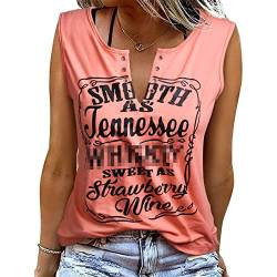 heekpek Ärmelloses T-Shirt Damen V Ausschnitt Tank Top Damen Bluse Bedrucken Sommer Casual Sexy Tops Tee Shirts Oberteile, Rosa, M von heekpek