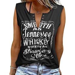 heekpek Ärmelloses T-Shirt Damen V Ausschnitt Tank Top Damen Bluse Bedrucken Sommer Casual Sexy Tops Tee Shirts Oberteile, Schwarz, L von heekpek