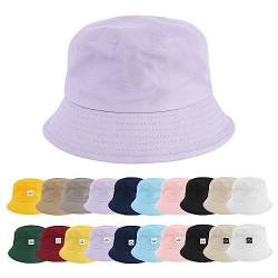 heekpek Fischerhut Bucket Hat Damen Herren Fischerhüte Sonnenhut Baumwolle Sommerhut Strandhut Fishermütze Freizeithut Anglerhut Unisex Hüte Faltbarer Reversibel 56-58CM,Reines Lila von heekpek