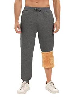 heekpek Fleece Jogginghose Herren Winter Warme Sweat Jogginghose Herren Lang Baumwolle Bequeme Sherpa Fleece Jogginghose Thermo Herren Sporthose Elastischer Bund mit Kordelzug, Dunkelgrau, XXL von heekpek