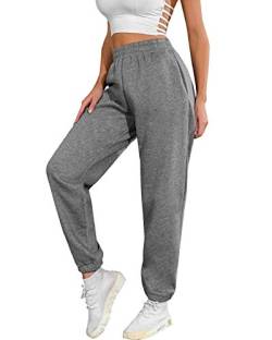 heekpek Jogginghose Damen Baumwolle Wärme Sporthose Damen Lang Sweatpants Lässige Lose Dick Freizeithose Damen Warme Hose für Winter, Dunkelgrau, S von heekpek