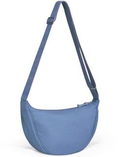 heekpek Umhängetasche Damen Crossbody Bag Nylon Wasserdicht Leicht Halbmond Schultertasche Casual Umhängetasche mit Verstellbarer Schultergurt, Blau von heekpek