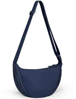 heekpek Umhängetasche Damen Crossbody Bag Nylon Wasserdicht Leicht Halbmond Schultertasche Casual Umhängetasche mit Verstellbarer Schultergurt, Marineblau von heekpek